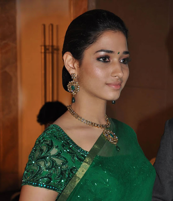 tamannah looking in green saree unseen pics